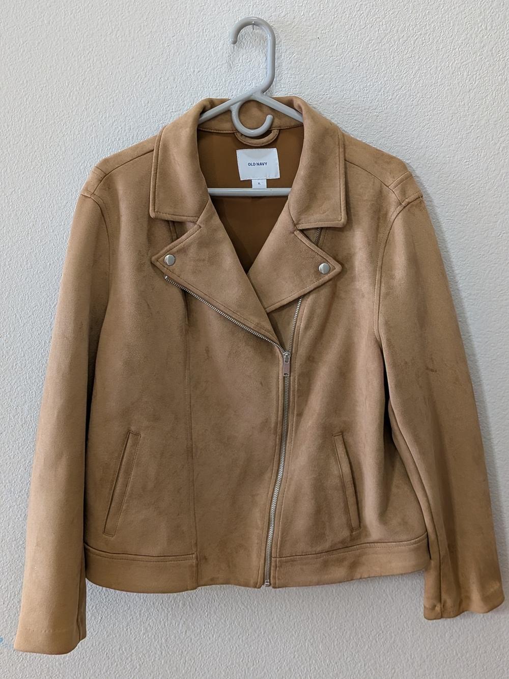 Old Navy Women's Tan Suede Moto Jacket Size XL